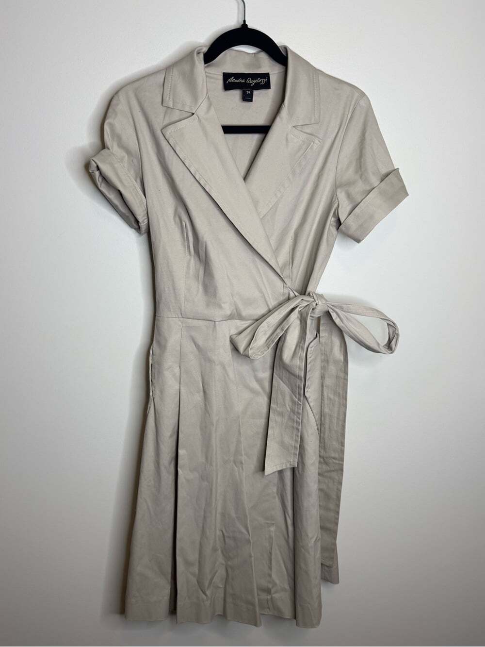 Sandra Angelozzi wrap dress cream collar size 34